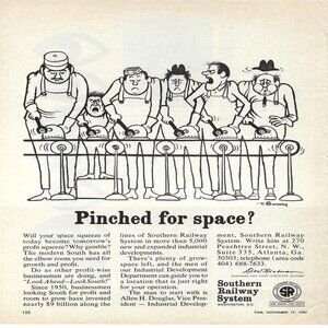 1967 Southern Railway System Pinched for Space? Vintage Magazine Print Ad/Poster